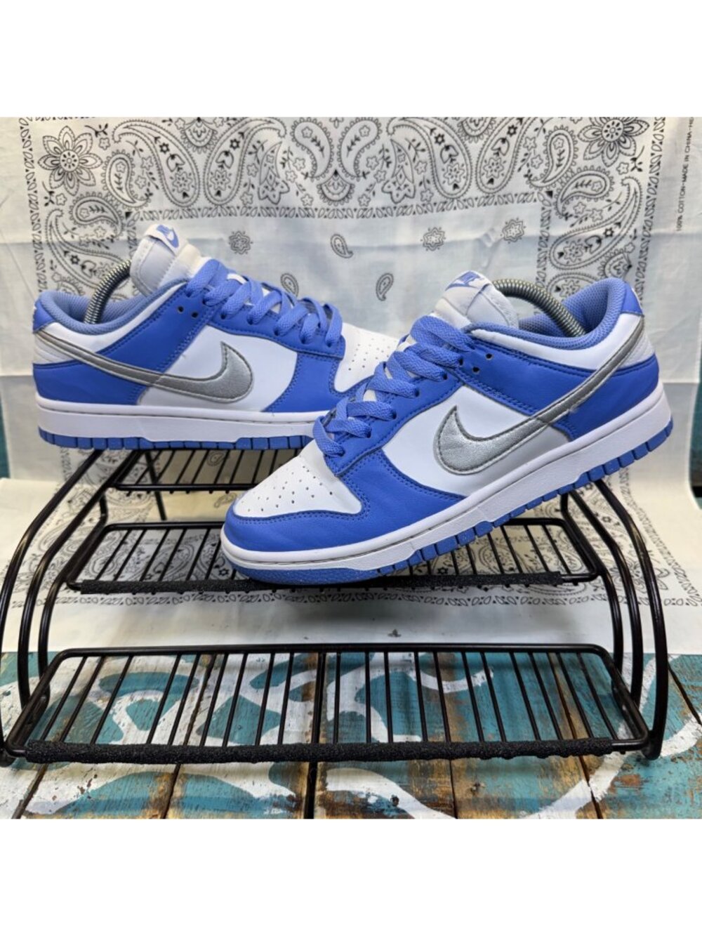Nike Dunk Low 'Royal Pulse' Silver/Blue Sneakers DD1873-402 Woman's Sz 7.5 EUC